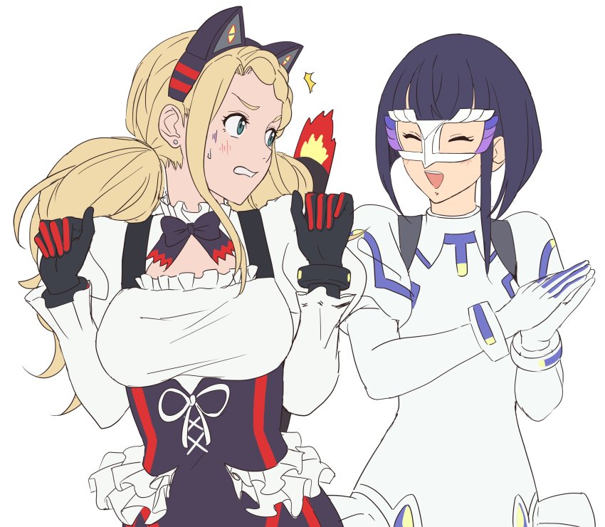 2girls, absurdres, amawashi_aoi, animal_ears, birdie_wing:_golf_girls'_story, black_gloves, black_hair, blonde_hair