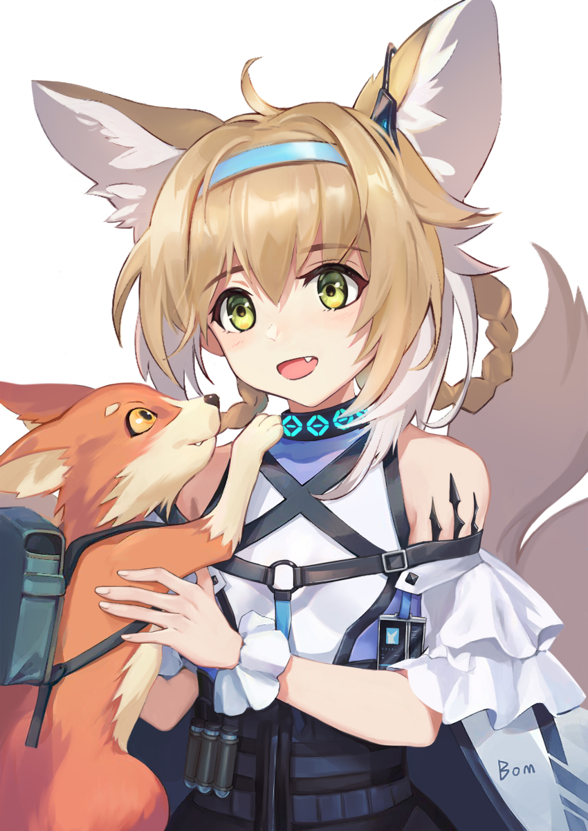 1girl, :d, absurdres, ahoge, aliasing, animal, animal_ear_fluff, animal_ears