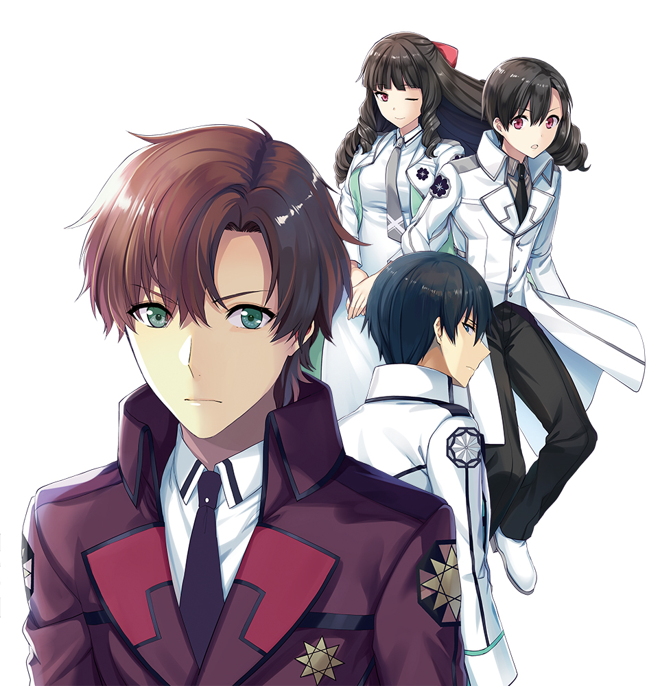 1girl, 3boys, black_hair, character_request, drill_hair, green_eyes, ichijou_masaki, kuroba_ayako