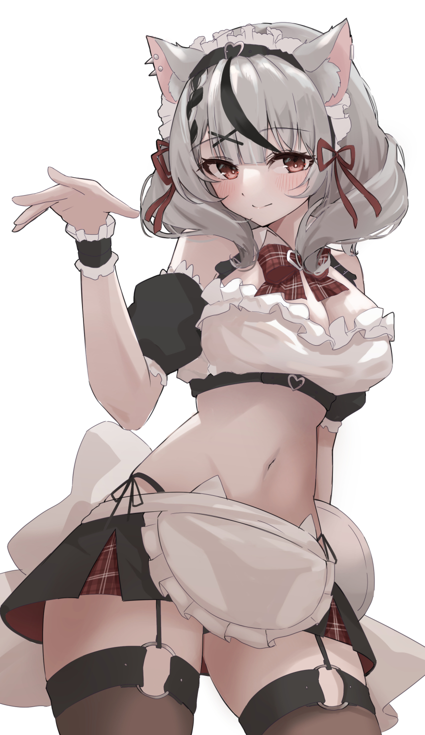 1girl, absurdres, ahoge, alternate_costume, animal_ear_fluff, animal_ears, apron, arm_garter