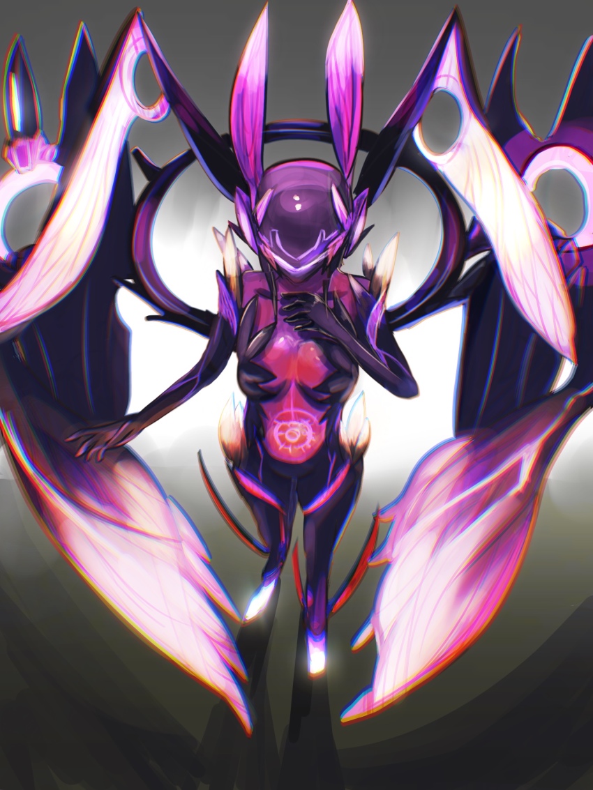 breasts, colored_skin, eunie_(ouroboros)_(xenoblade), eunie_(xenoblade), fusion, glowing_skin, head_wings, highres