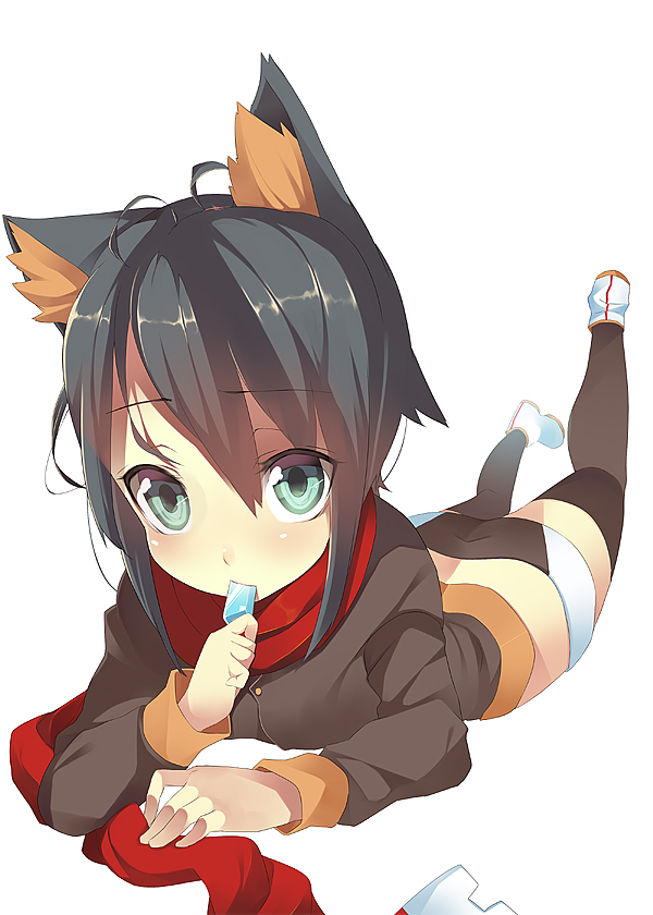 1girl, animal_ears, aqua_eyes, bad_id, bad_pixiv_id, black_hair, cat_ears, cat_girl