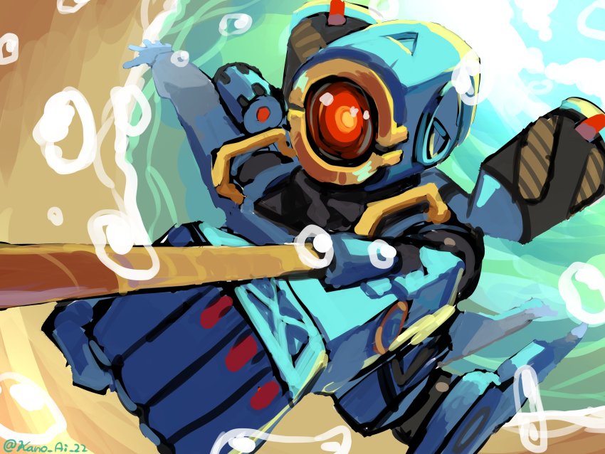 absurdres, apex_legends, bubble, cable, clenched_hand, hakkaro_kano, highres, humanoid_robot