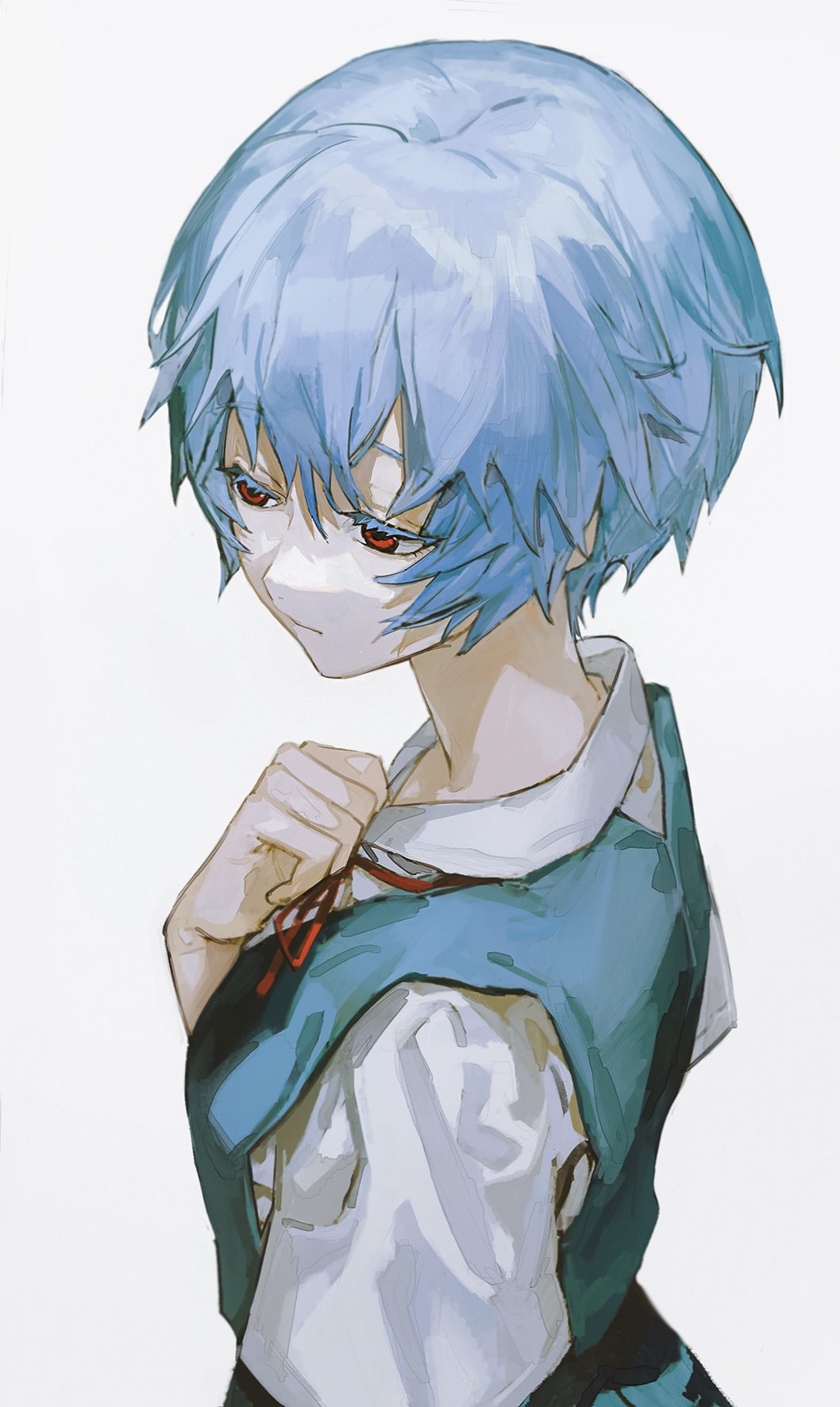 1girl, ayanami_rei, blue_hair, colored_eyelashes, hair_between_eyes, highres, neon_genesis_evangelion, orniflop
