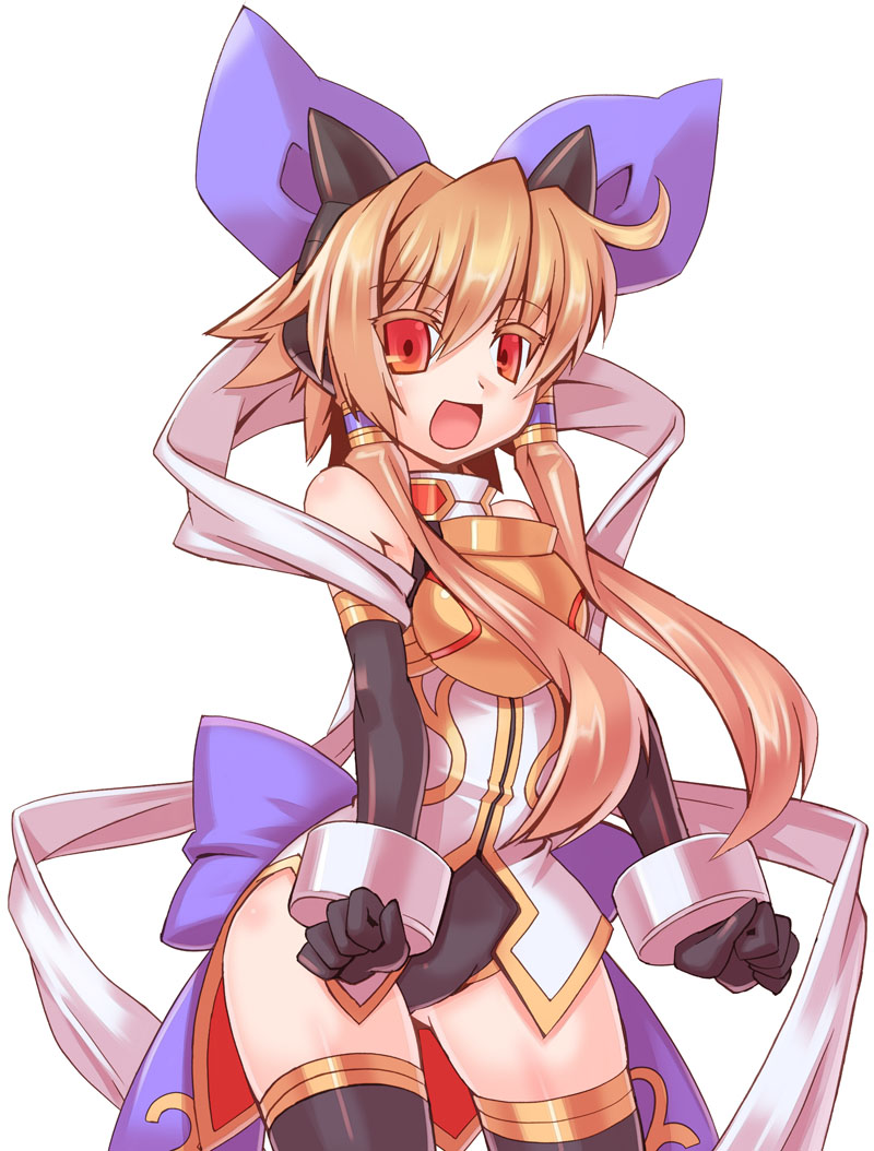 1girl, :d, blonde_hair, colored_eyelashes, elbow_gloves, female_focus, gloves, horns