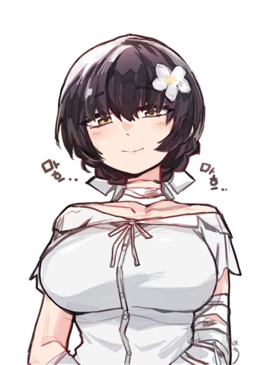 1girl, aningay, breasts, dcinside, girls'_frontline, highres, korean_text, large_breasts