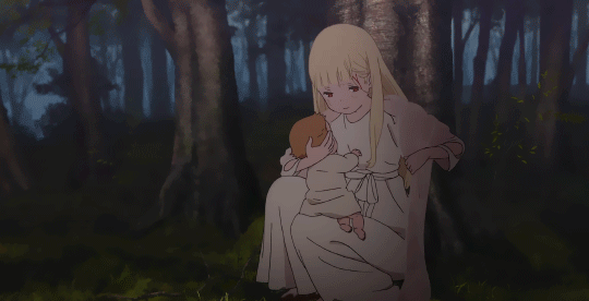 1boy, 1girl, animated, animated_gif, ariel_(sayoasa), baby, blonde_hair, maquia_(sayoasa)