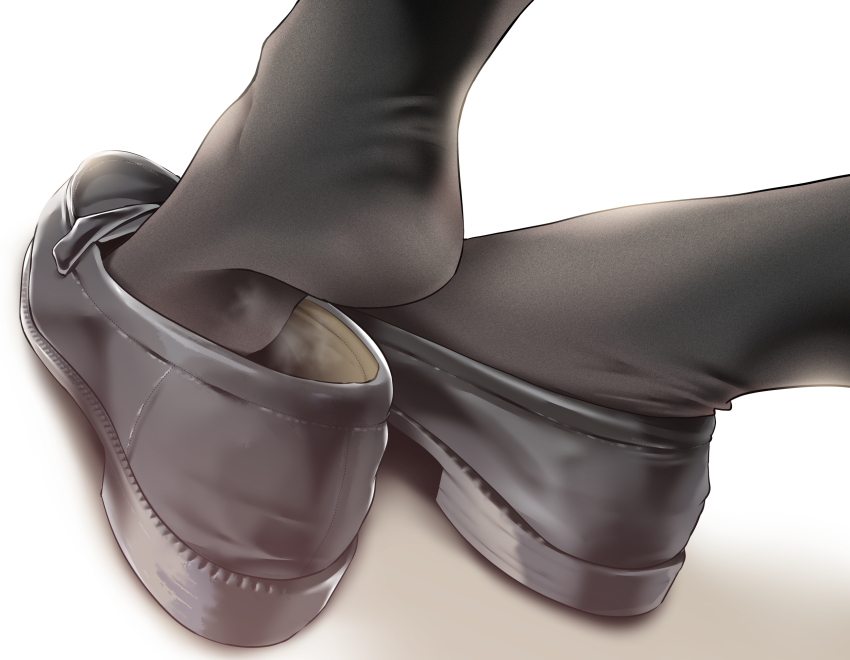 1girl, artist_name, black_shoes, black_socks, close-up, feet, feet_only, foot_focus