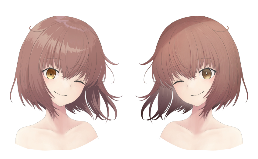 1girl, brown_eyes, brown_hair, closed_mouth, hair_between_eyes, highres, kantai_collection, long_neck