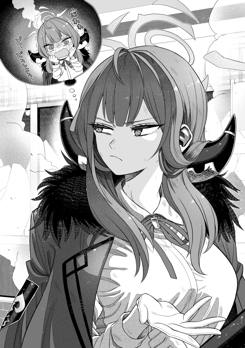 1girl, @_@, adjusting_clothes, adjusting_gloves, ahoge, aru_(blue_archive), blue_archive, blush