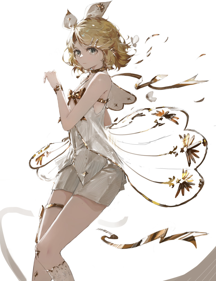 1girl, absurdres, blonde_hair, blue_eyes, boots, bow, bracelet, dress