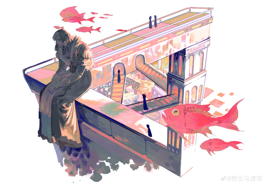 1boy, absurdres, brown_coat, brown_hair, chinese_commentary, coat, commentary_request, emet-selch