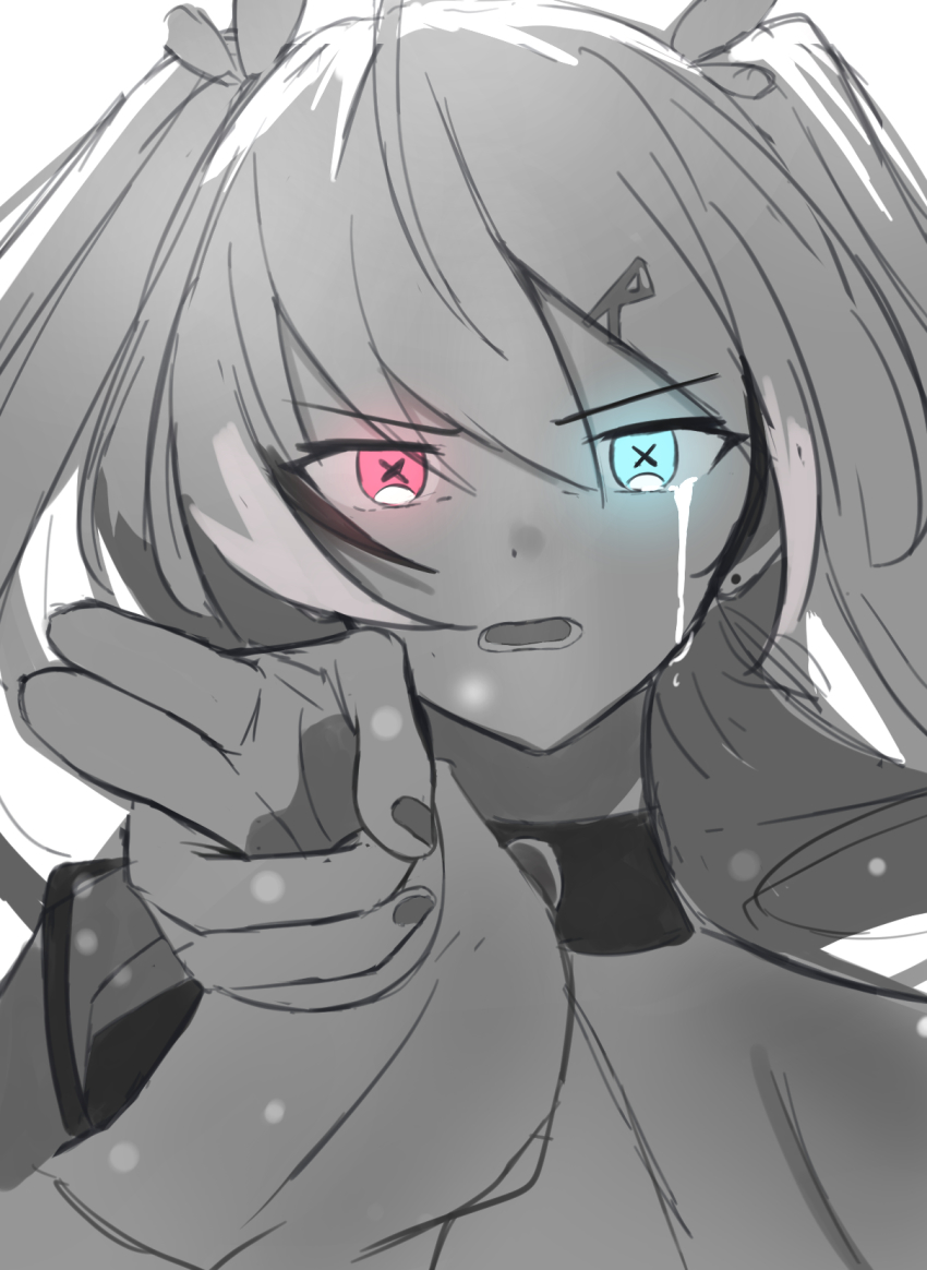 1girl, blue_eyes, clothing_cutout, cosplay, dilemma_(vocaloid), dress, feather_hair_ornament, feathers