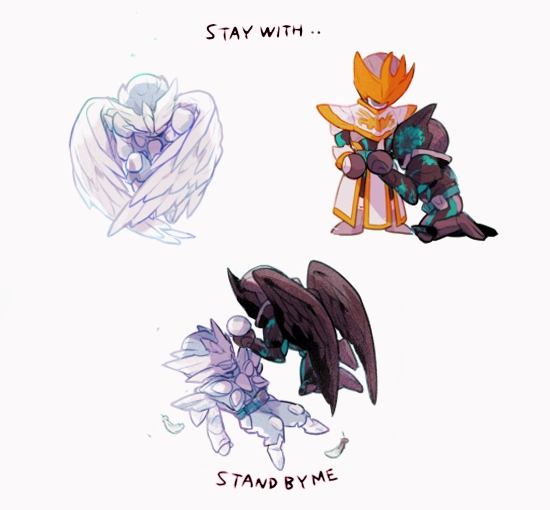 2boys, armor, arms_at_sides, bat_(animal), bat_genome, bat_wings, belt, black_wings