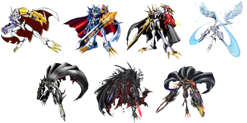 bandages, cannon, cape, crests_(digimon), digimoji, digimon, feathered_wings, feathers