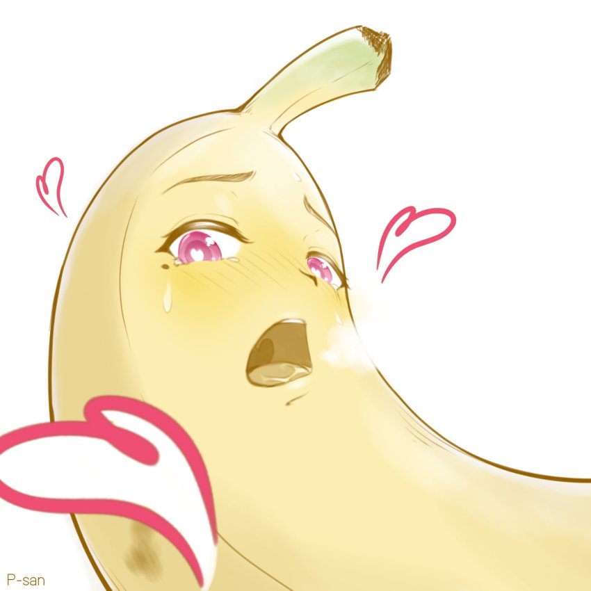 artist_name, banana, blush, breath, close-up, food, food_with_face, fruit
