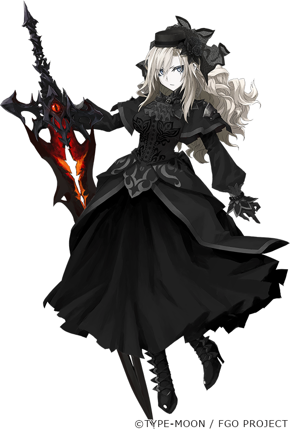 1girl, black_boots, black_dress, black_hat, boots, breasts, dress, fate/grand_order, fate_(series), full_body, grey_eyes, hat, high_heel_boots, high_heels, konoe_ototsugu, kriemhild_(fate), kriemhild_(first_ascension)_(fate), large_breasts, long_hair, long_sleeves, looking_at_viewer, mole, mole_under_eye, official_art, solo, sword, transparent_background, weapon, white_hair