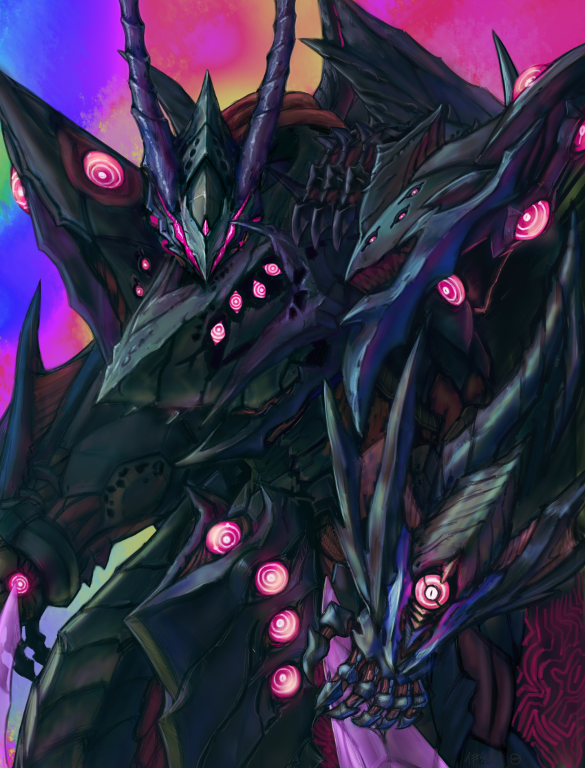 absurdres, belial_(iron_saga), chinese_commentary, highres, horns, iron_saga, looking_at_viewer, mecha