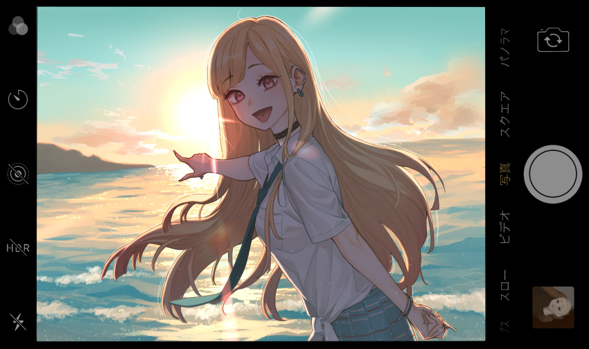 1girl, arm_behind_back, barbell_piercing, bead_bracelet, beads, black_choker, blonde_hair, blue_necktie