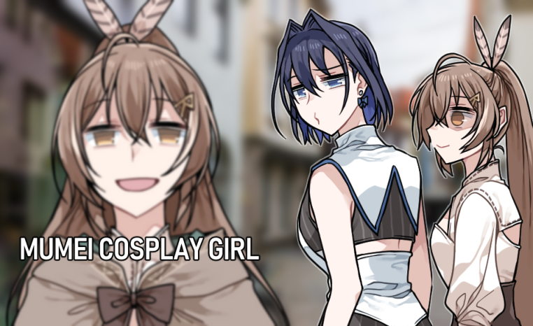 3girls, back_cutout, blue_bow, blue_eyes, blue_hair, blurry, bow, bow_earrings