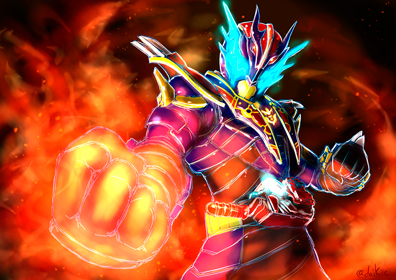 armor, black_bodysuit, blue_armor, blue_eyes, bodysuit, build_driver, crank, cross-z_great