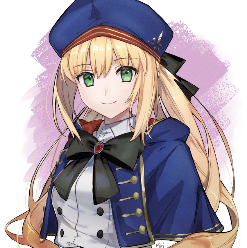 1girl, aesc_(fate), artoria_caster_(fate), artoria_caster_(second_ascension)_(fate), artoria_pendragon_(fate), beret, black_bow, blonde_hair
