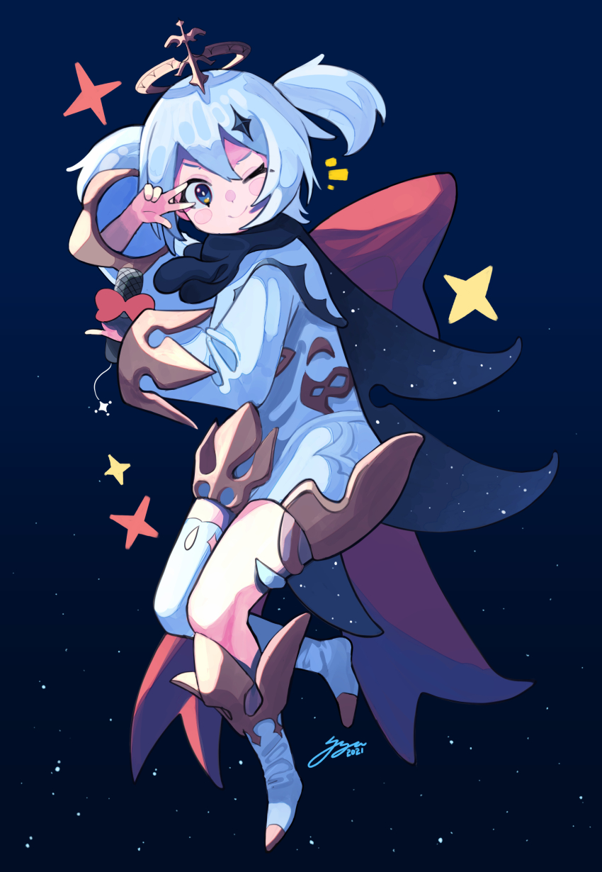 1girl, absurdres, alternate_hairstyle, blue_eyes, blue_scarf, blush, blush_stickers, bow