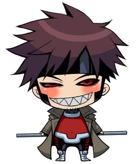 10s, bantrain, chibi, coat, gambit, male_focus, marvel, red_eyes