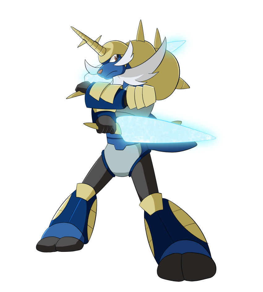 absurdres, closed_mouth, commentary_request, full_body, gen_5_pokemon, glowing, glowing_sword, glowing_weapon