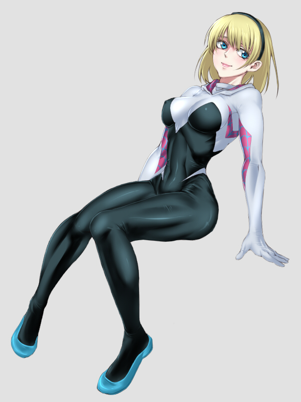1girl, akx90000, bodysuit, gwen_stacy, marvel, skin_tight, solo, spider-gwen