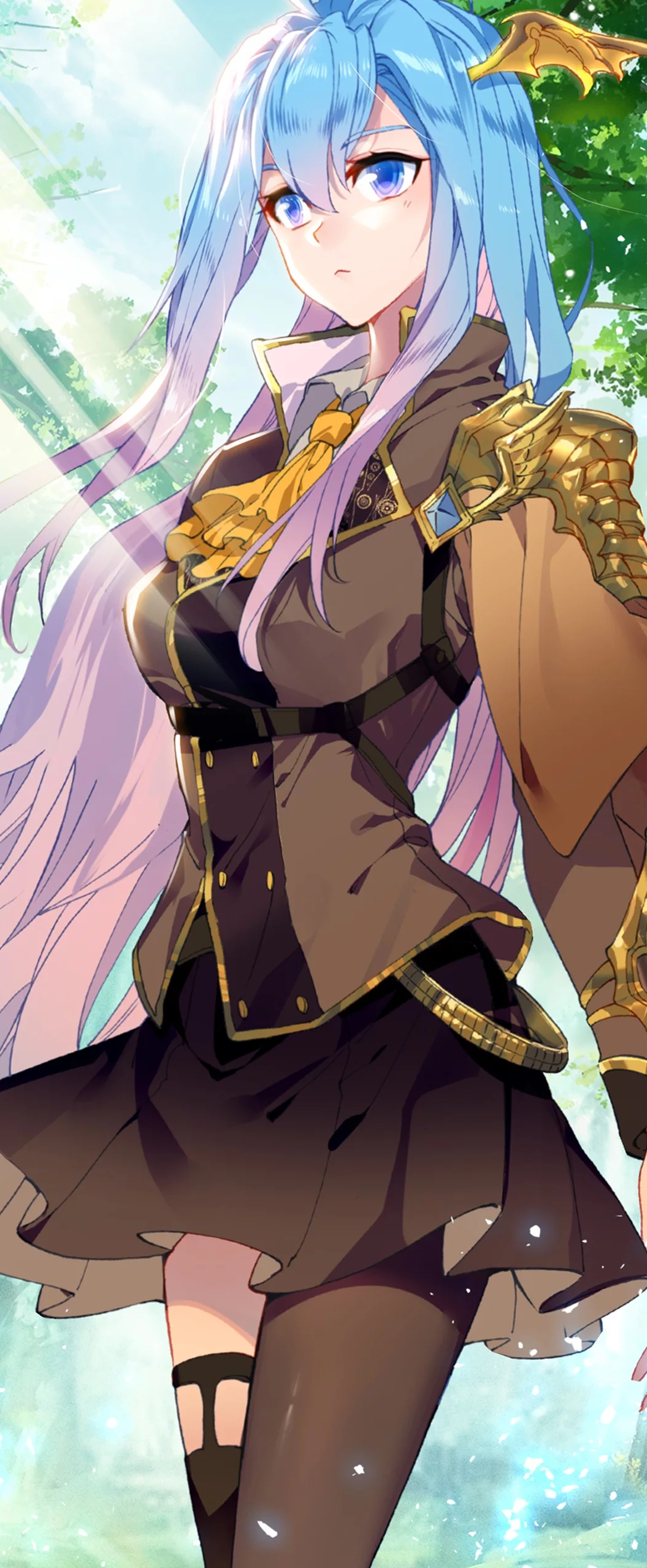 1girl, absurdres, asymmetrical_legwear, blue_sky, collared_dress, douluo_dalu, dr._daji, dress