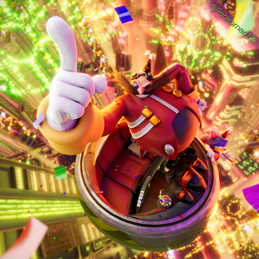 2boys, 3d, bald, confetti, dr._eggman, facial_hair, from_above, furry