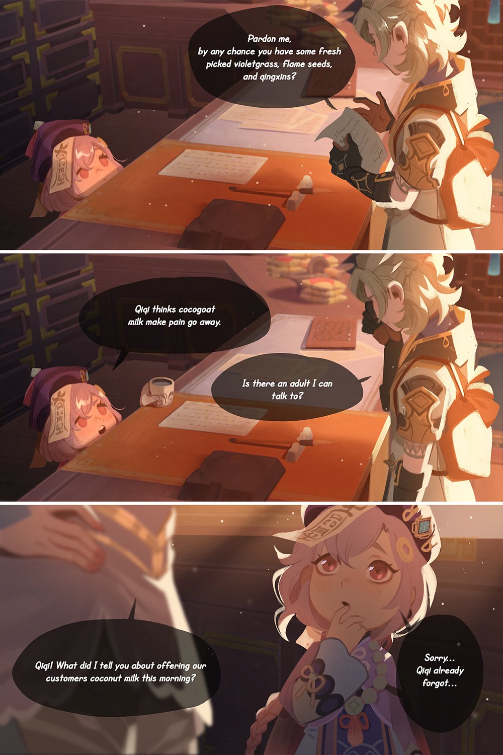 1boy, 1girl, albedo_(genshin_impact), aleikats, alternate_universe, black_gloves, blonde_hair, braid