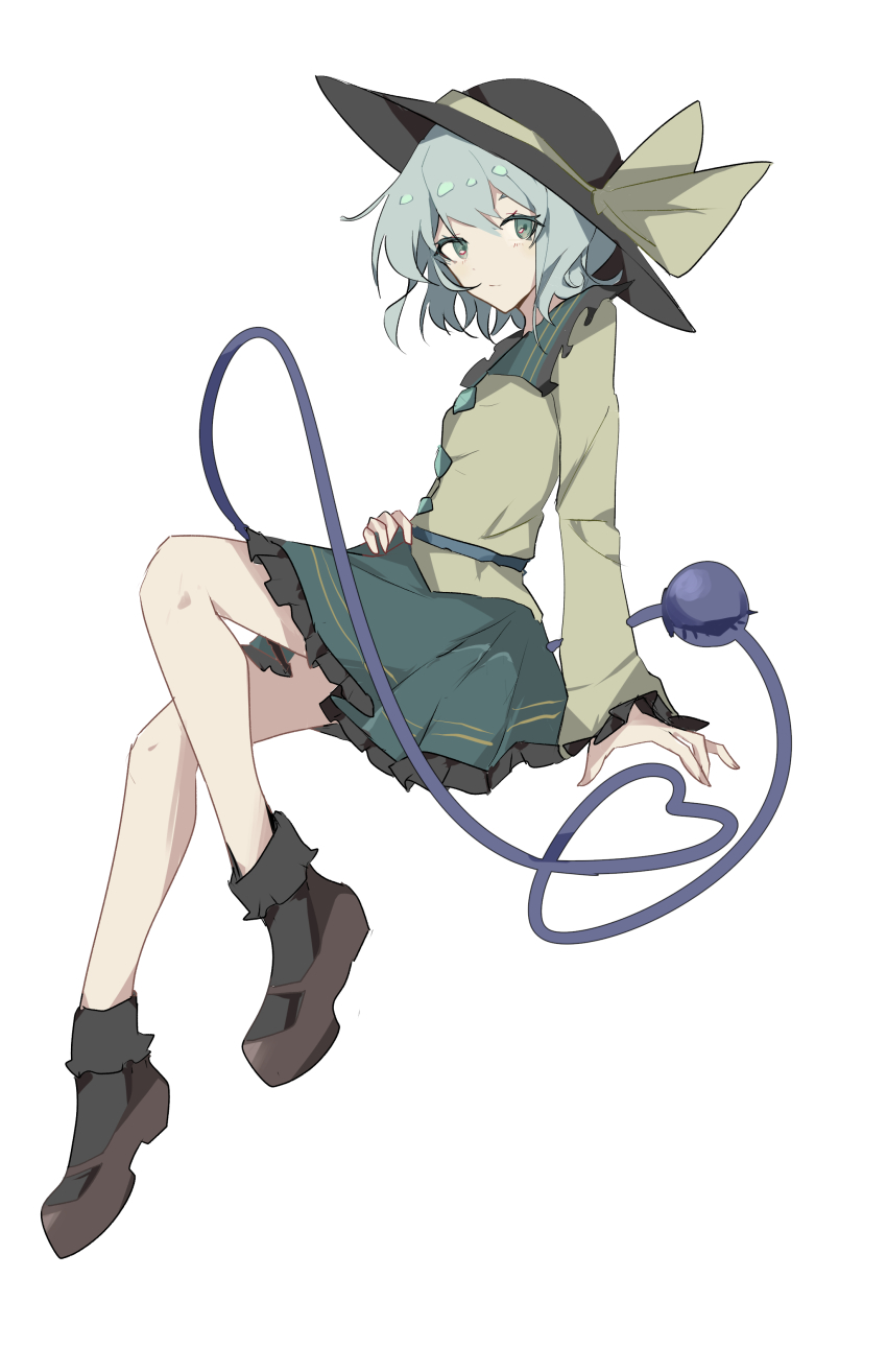 1girl, absurdres, black_hat, black_socks, blouse, bobby_socks, bow, brown_shoes