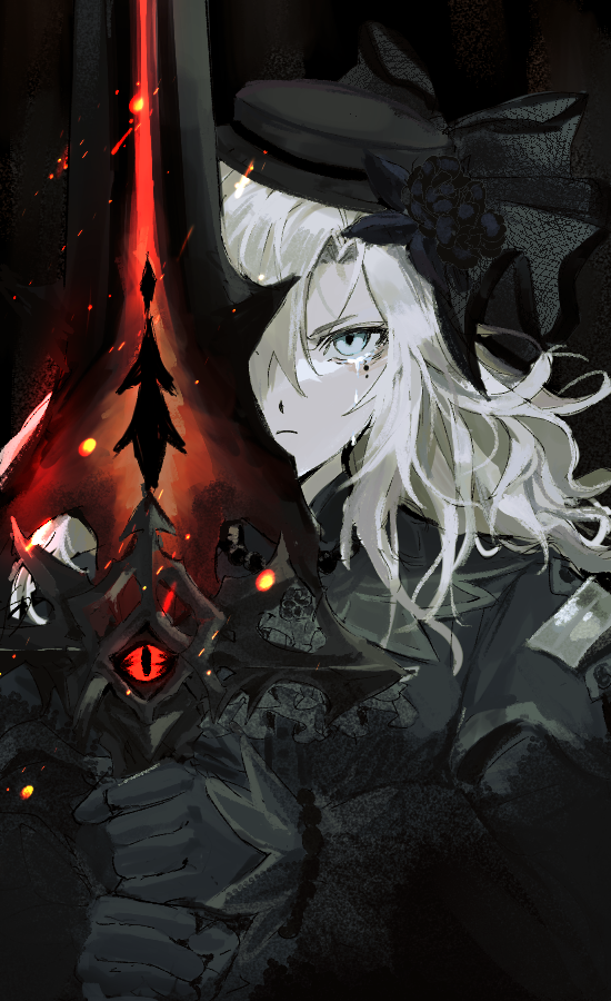 1girl, black_dress, black_gloves, crying, crying_with_eyes_open, dress, fate/grand_order, fate_(series)