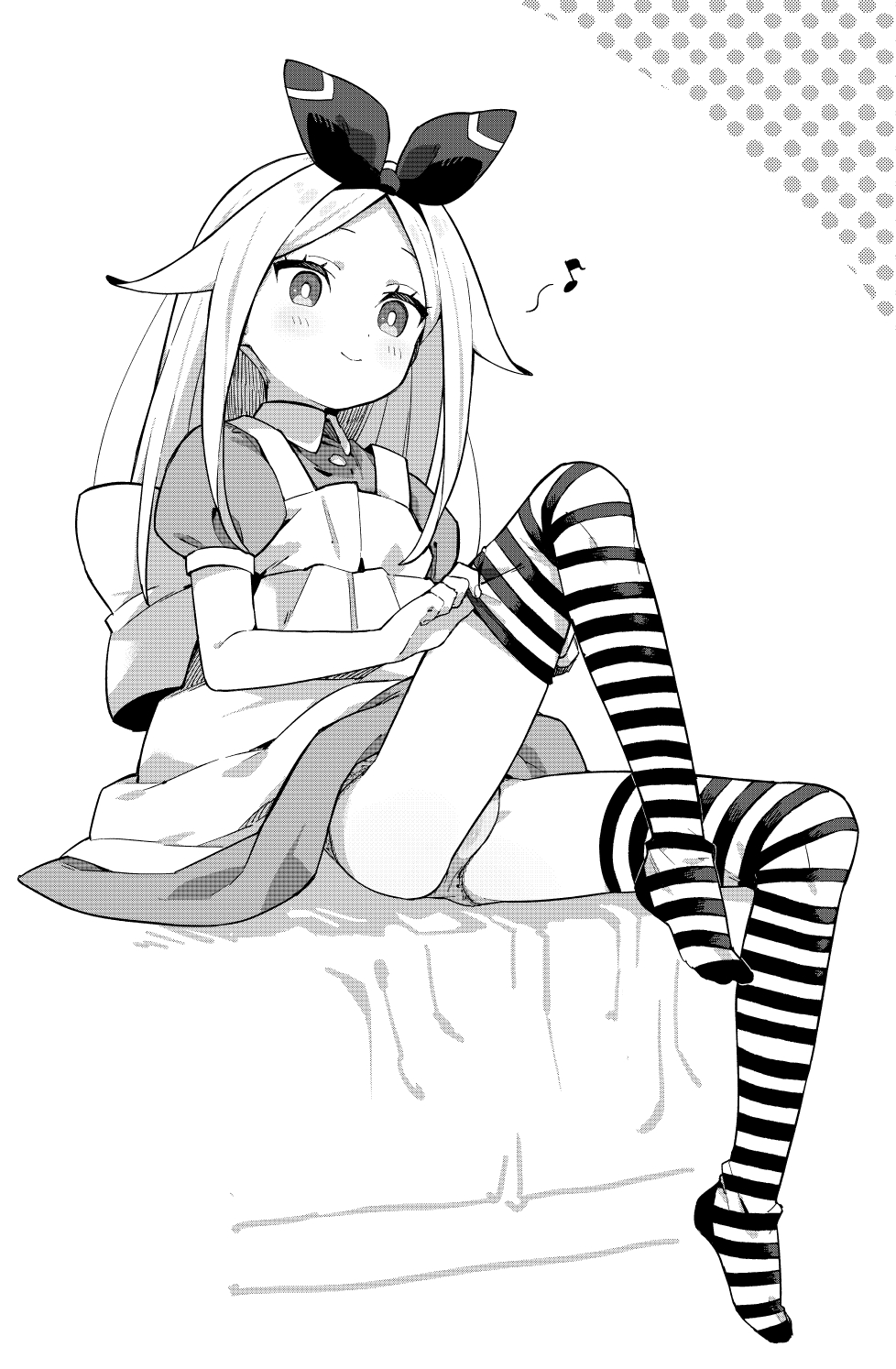 1girl, alice_(moyori), blush, bow, bright_pupils, closed_mouth, fingernails, greyscale