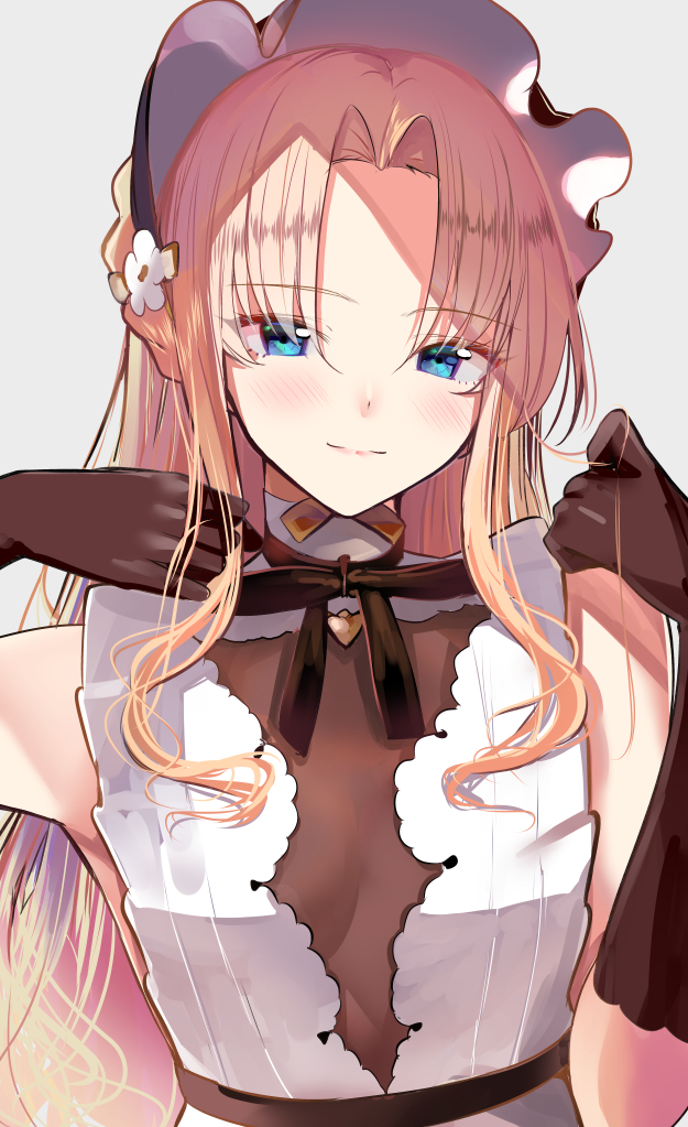 1girl, azur_lane, black_gloves, blonde_hair, blue_eyes, breasts, closed_mouth, dress