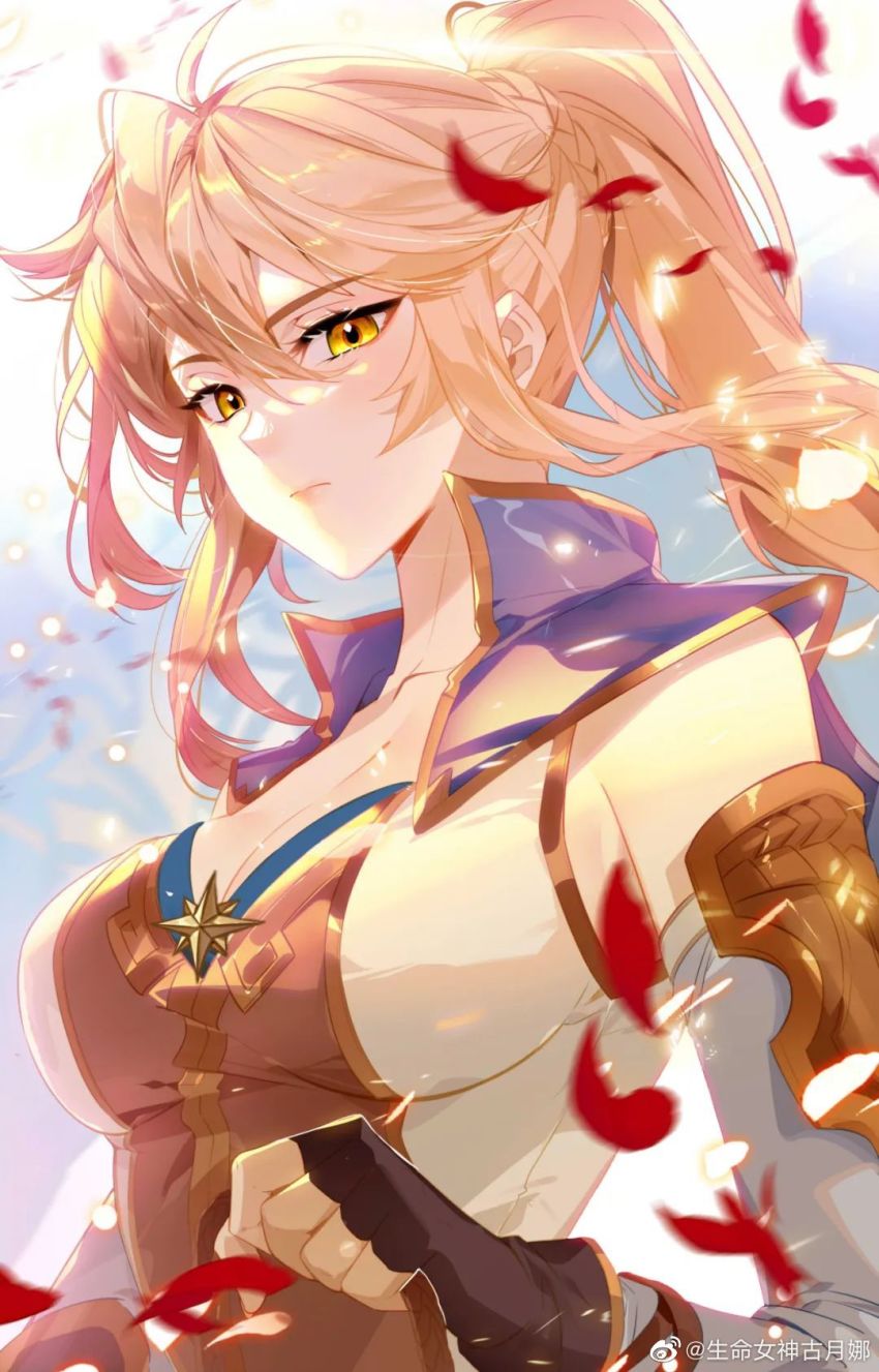 1girl, artist_collaboration, bart._d, blonde_hair, blue_cape, cape, collared_cape, dr._daji