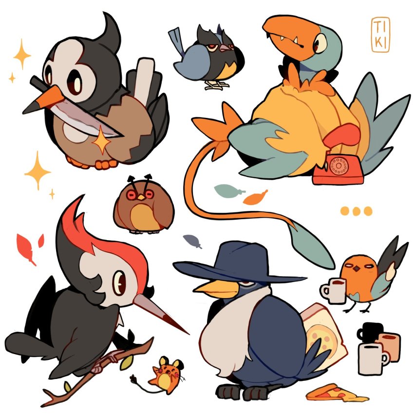 ..., animal, animal_focus, antique_phone, archen, artist_name, beak, bird