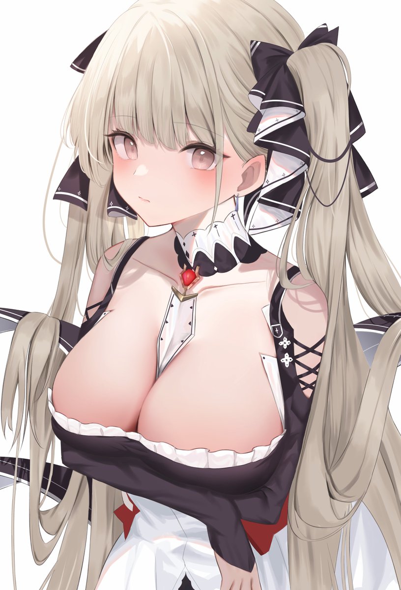1girl, arms_under_breasts, azur_lane, bare_shoulders, between_breasts, black_dress, breasts, cleavage