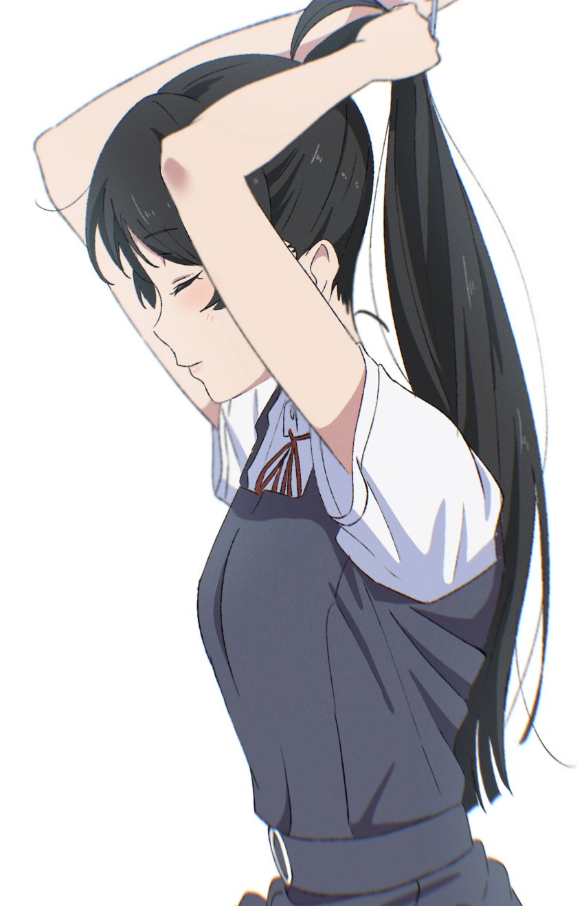 1girl, absurdres, bad_id, bad_twitter_id, black_hair, blurry, blush, chromatic_aberration