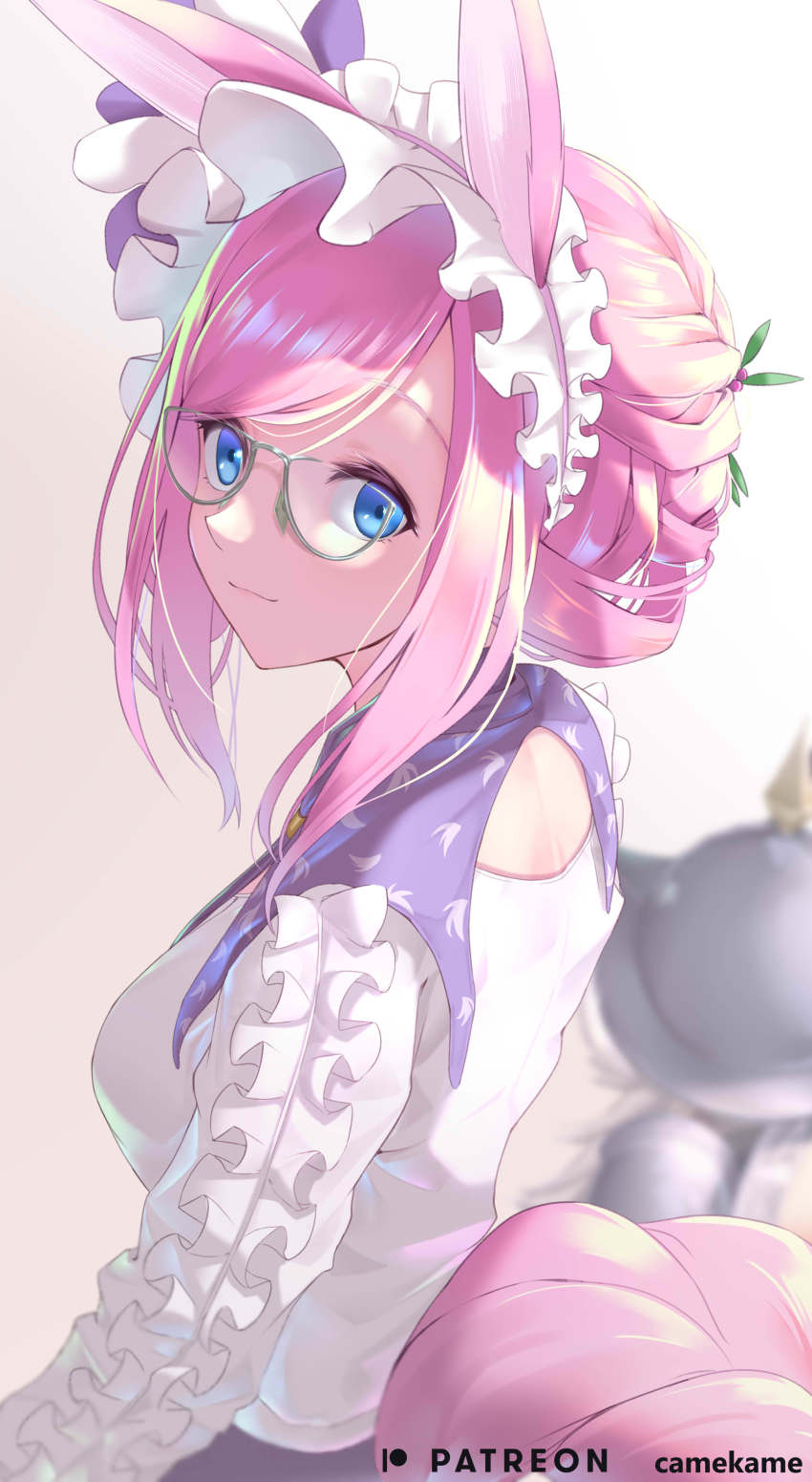 1boy, 1girl, absurdres, animal_ears, butterfly_on_hair, don_quixote_(fate), dress, fate/grand_order