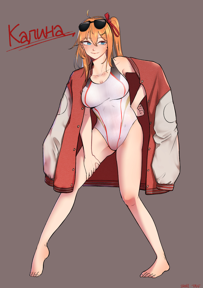 1girl, absurdres, blue_eyes, blush, breasts, character_name, closed_mouth, collarbone