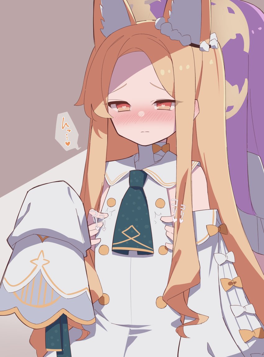 2girls, absurdres, animal_ear_fluff, animal_ears, blonde_hair, blue_archive, blush, bow