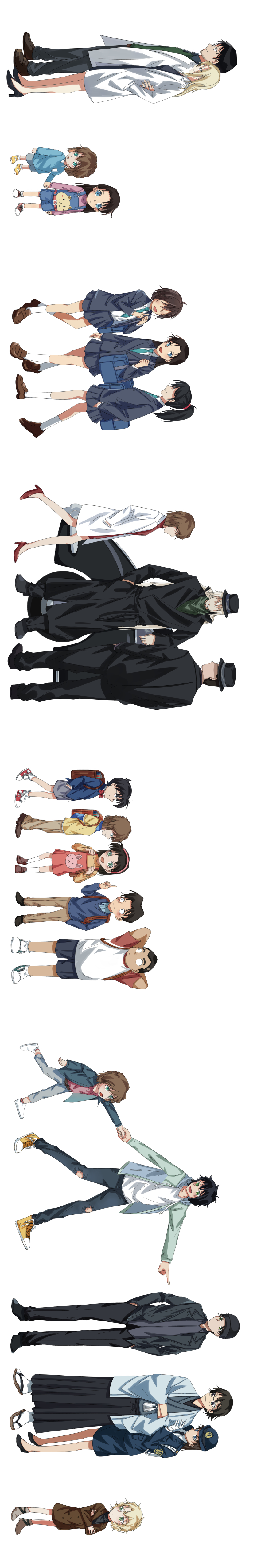 1758342863, 6+boys, 6+girls, absurdres, age_progression, aged_down, akai_shuuichi, aqua_eyes, backpack, bag, black_coat, black_hair, black_headwear, blonde_hair, blue_eyes, brother_and_sister, brown_hair, car, child, cigarette, coat, cousins, crossed_arms, denim, dress, edogawa_conan, family, fang, full_body, geta, gin_(meitantei_conan), glasses, green_eyes, haibara_ai, hakama, hand_in_pocket, haneda_shuukichi, haori, high_heels, highres, holding_hands, husband_and_wife, incredibly_absurdres, jacket, japanese_clothes, jeans, kojima_genta, laboratory, loafers, long_hair, long_image, long_sleeves, looking_back, mary_sera, meitantei_conan, miniskirt, miyamoto_yumi, miyano_akemi, miyano_atsushi, miyano_elena, miyano_shiho, motor_vehicle, mouri_ran, mouth_hold, multiple_boys, multiple_girls, multiple_views, no_eyes, outstretched_arm, overalls, pants, pinafore_dress, pointing, police, police_uniform, policewoman, ponytail, profile, pulling, raglan_sleeves, school_bag, school_uniform, sera_masumi, shoes, short_hair, shorts, siblings, sideways, simple_background, sisters, skirt, sleeveless, sleeveless_dress, sneakers, sunglasses, tabi, tall_image, tsuburaya_mitsuhiko, turtleneck, vodka_(meitantei_conan), walking, white_background, yoshida_ayumi