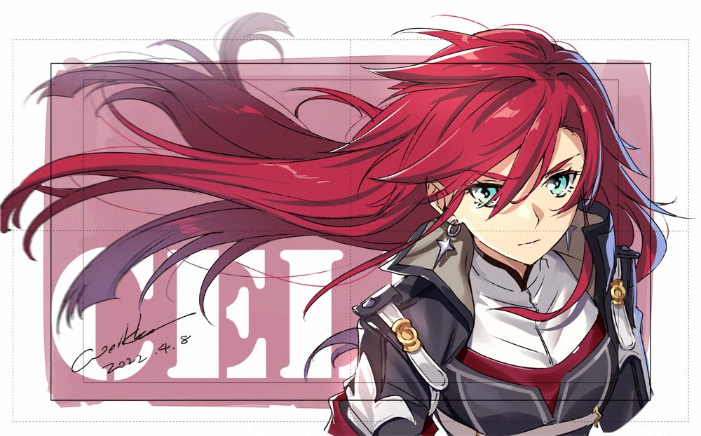 1girl, black_coat, blue_eyes, celis_ortesia, character_name, closed_mouth, coat, collar