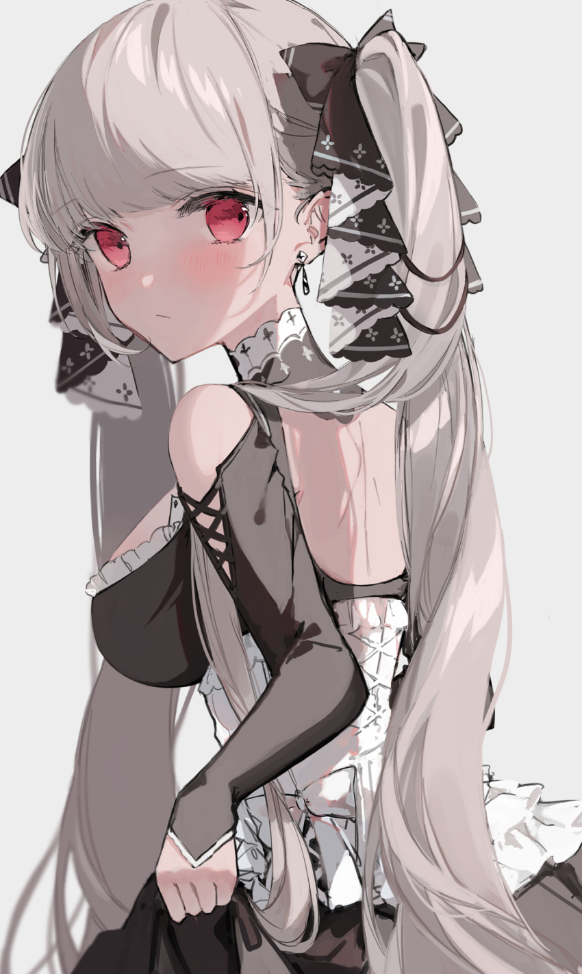 1girl, azur_lane, blush, breasts, dress, earrings, formidable_(azur_lane), grey_hair