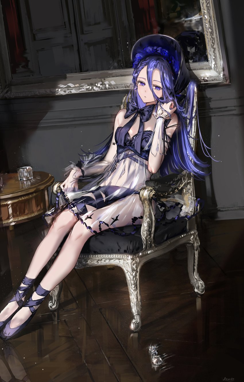 1girl, absurdres, artist_name, bare_shoulders, breasts, chess_piece, commentary_request, crown_tattoo