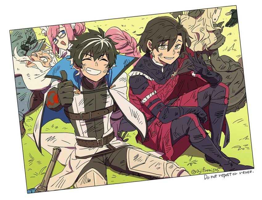 ;d, ^_^, armor, asaya_minoru, beard, belt, belt_buckle, black_belt