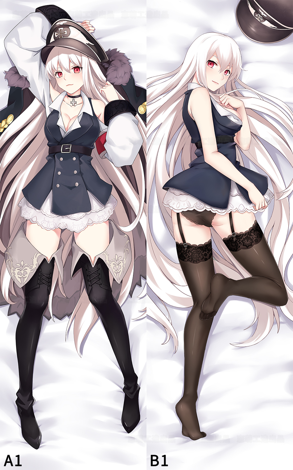 1girl, blush, dakimakura_(medium), full_body, girls'_frontline, hair_between_eyes, highres, kar98k_(girls'_frontline)